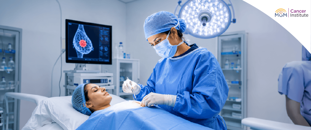 Mastectomy showing complete removal of breast tissue in cancer treatment