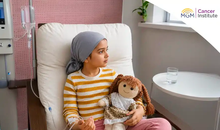 Pediatric oncologist treating childhood cancer types like leukemia, brain tumors, and lymphoma in a Chennai hospital